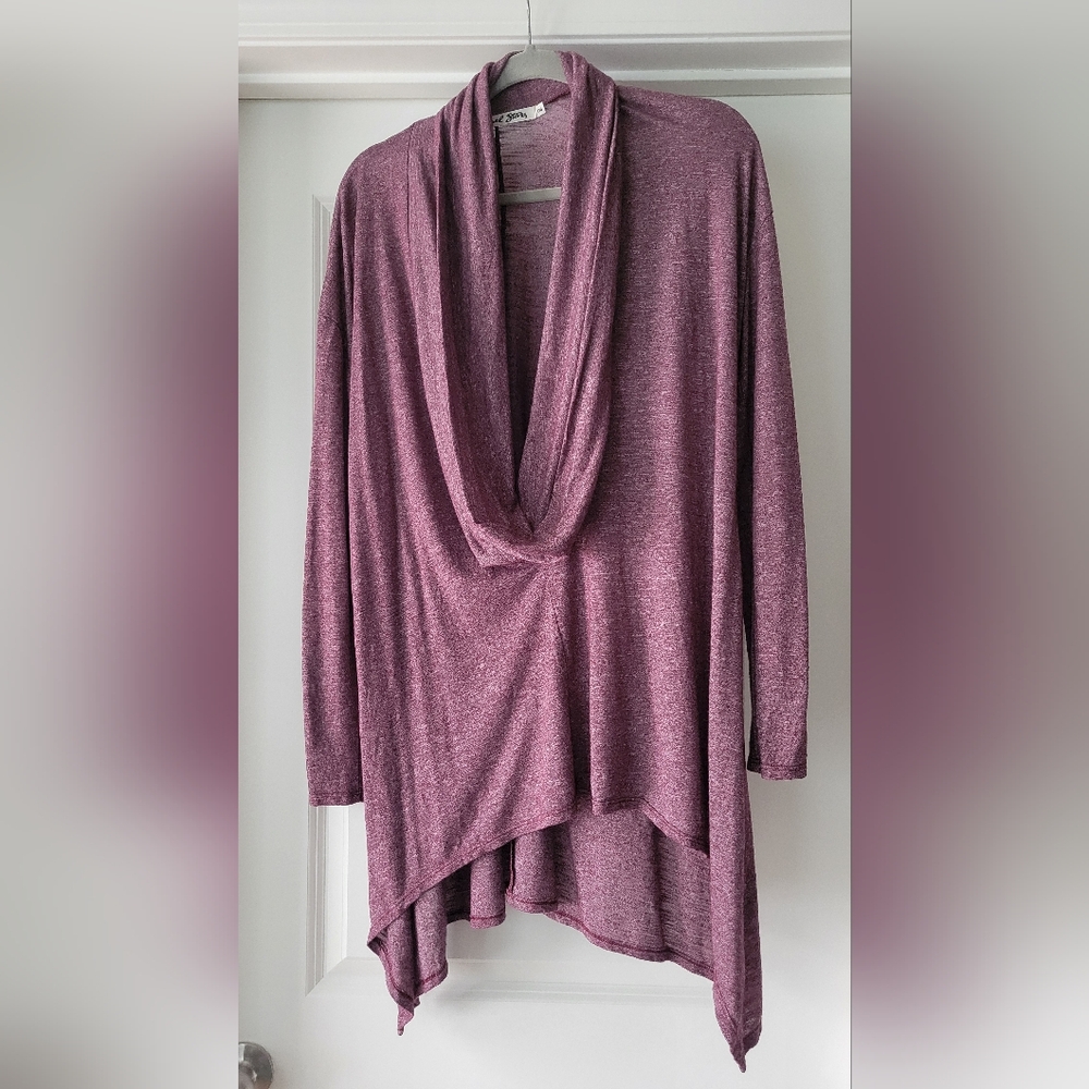 EUC-Michael Stars Burgundy Cowl Neck Slub Knit Tunic Size M-L (OS)